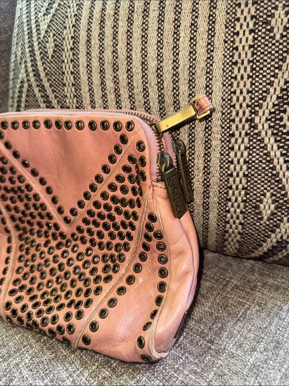 Kooba Pink Leather Studded Crossbody Bag - Picture 2 of 7